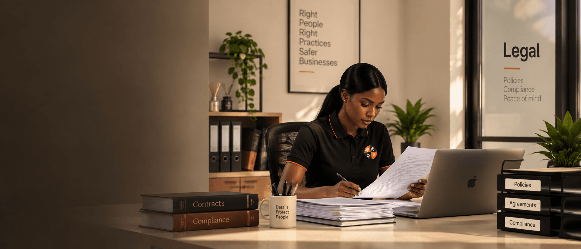 Paperwork being checked at the Service Vault Ghana office