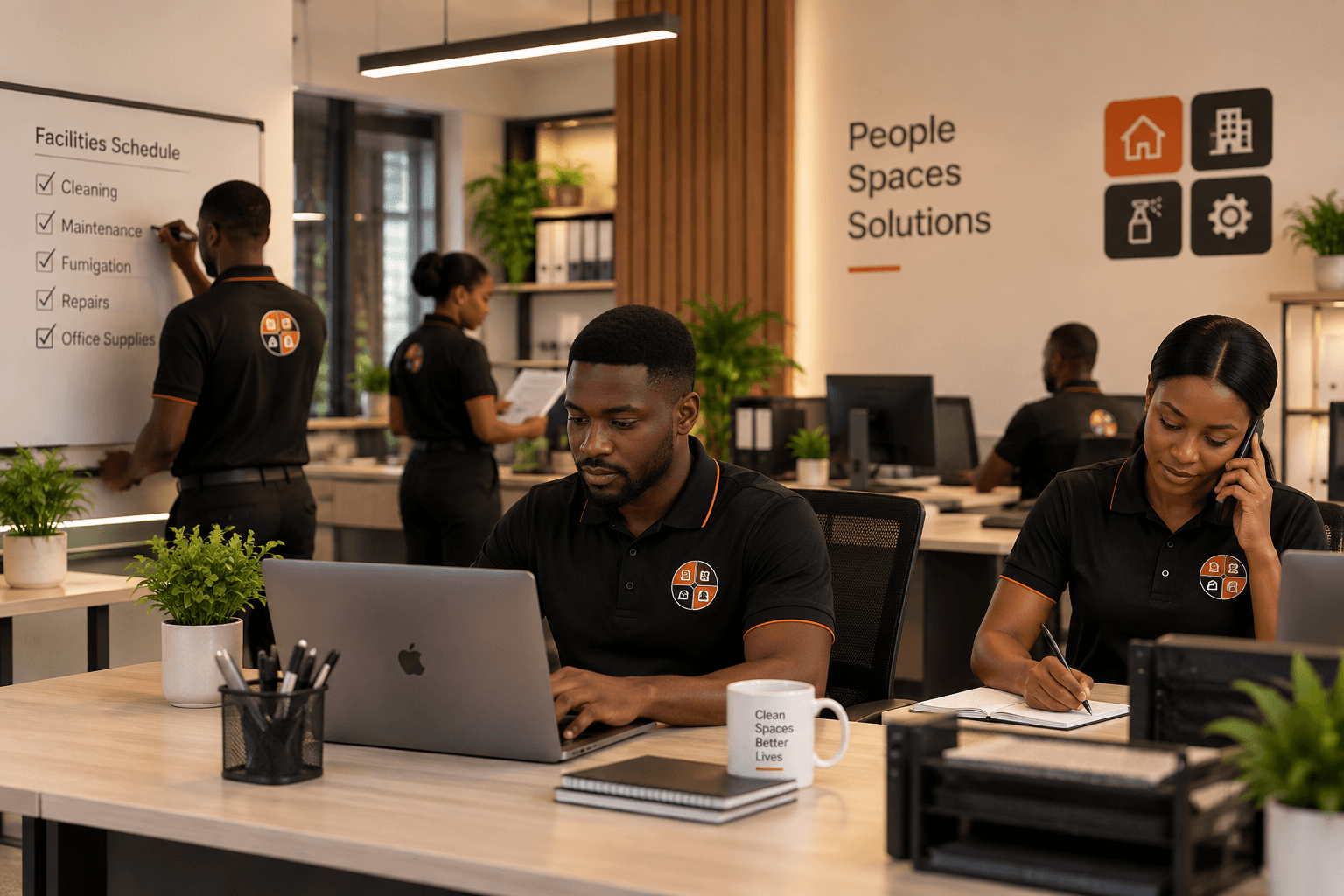 Staff at work in a managed office